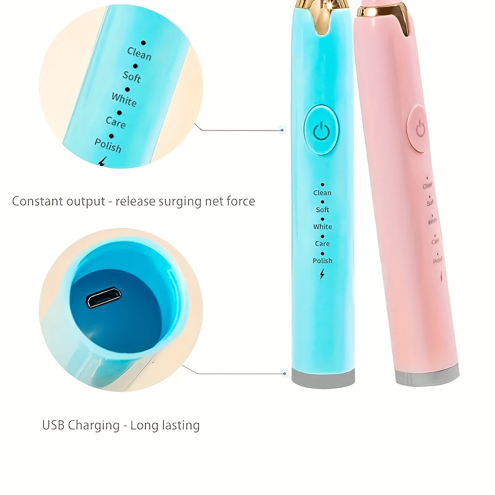 Electric Toothbrush for Adults with 6 Brush Heads Deep Cleaning Whitening Travel-Friendly