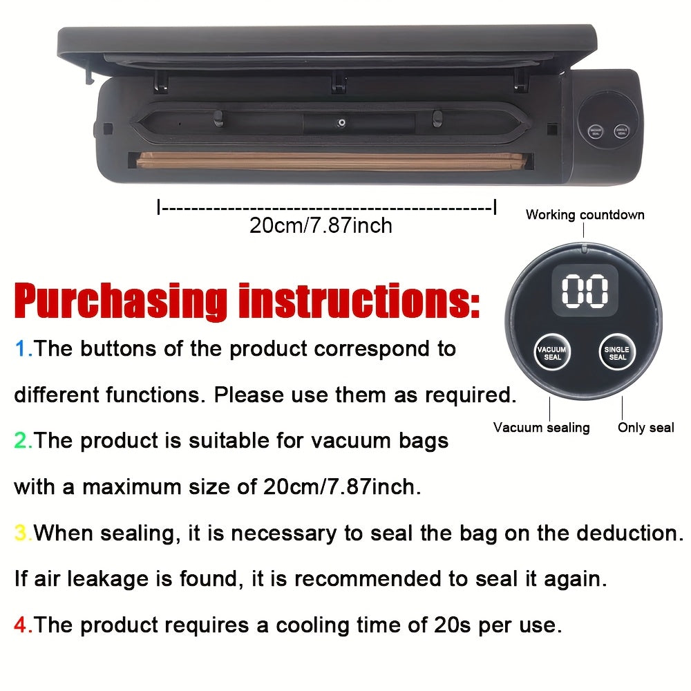 Электрический 2-в-1 вакуумный запайщик для сохранения продуктов для домашнего использования, компактный