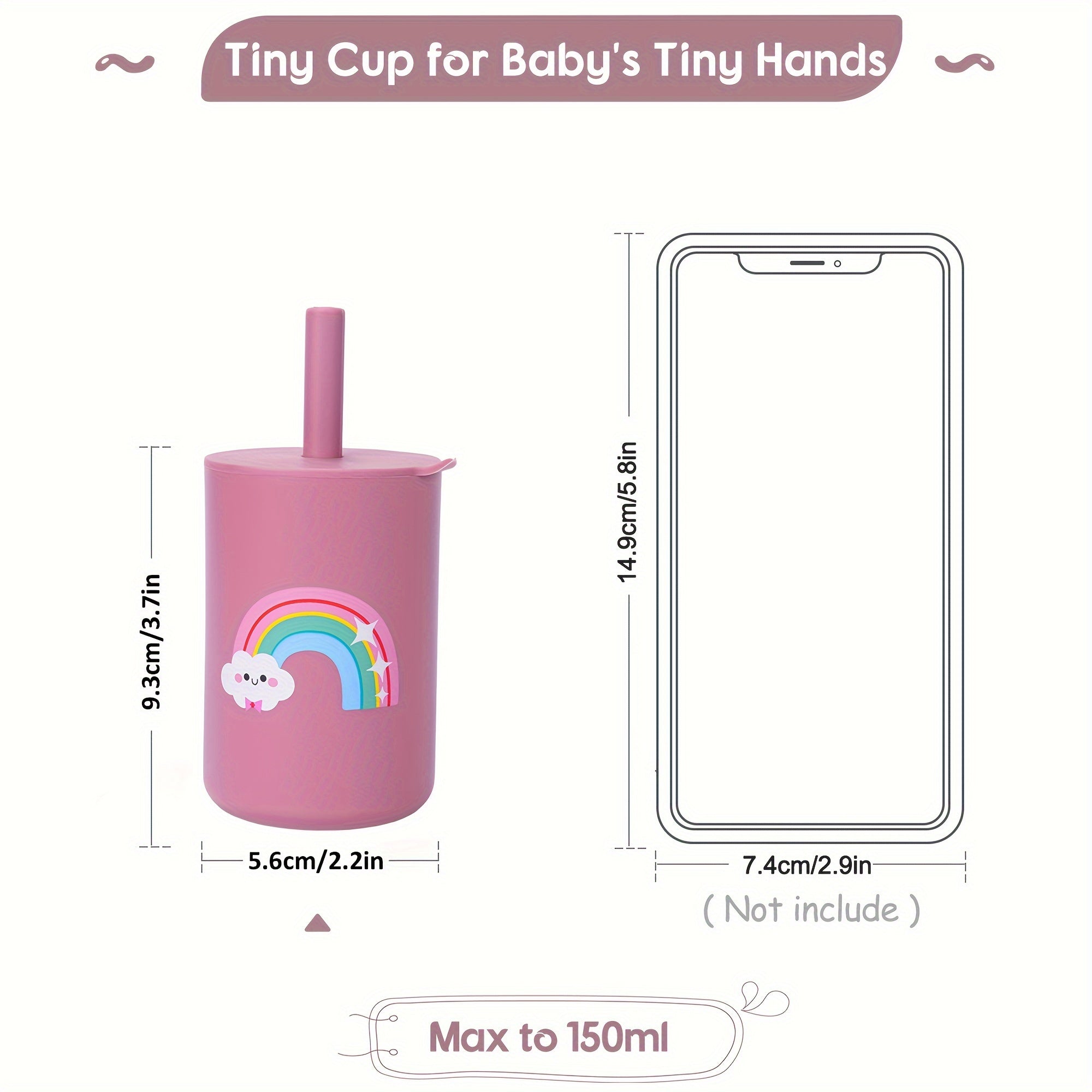 Silicone Baby Training Cups with Straw Lid Handle BPA-Free Reusable for 0-3 Years