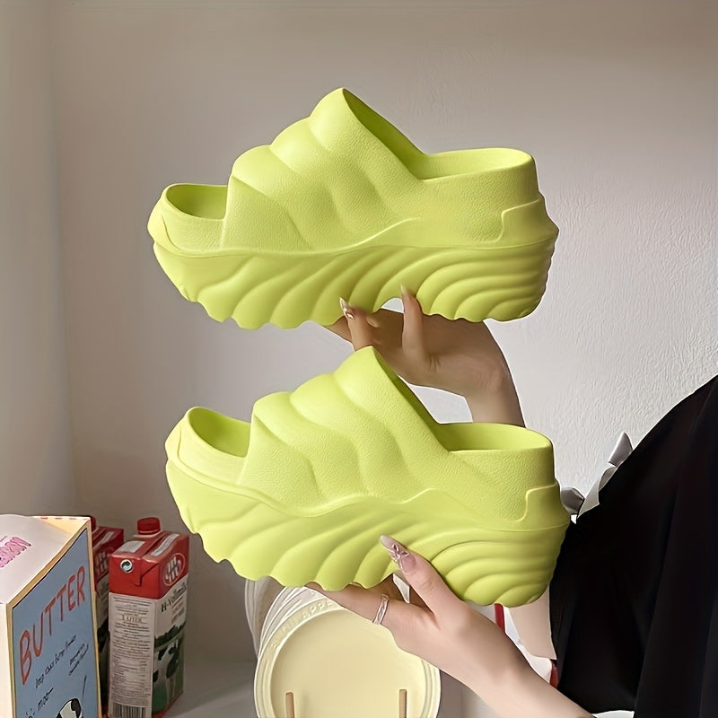 Women EVA Platform Shoes Thick Cushioned Heel Non-Slip Peep Toe Light Purple White