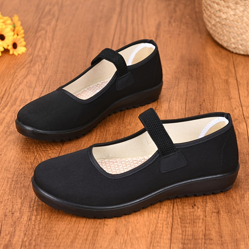 Ayollar uchun slip-on poyabzal qora, kundalik va rasmiy, qulay, yostiqlangan ichki qism