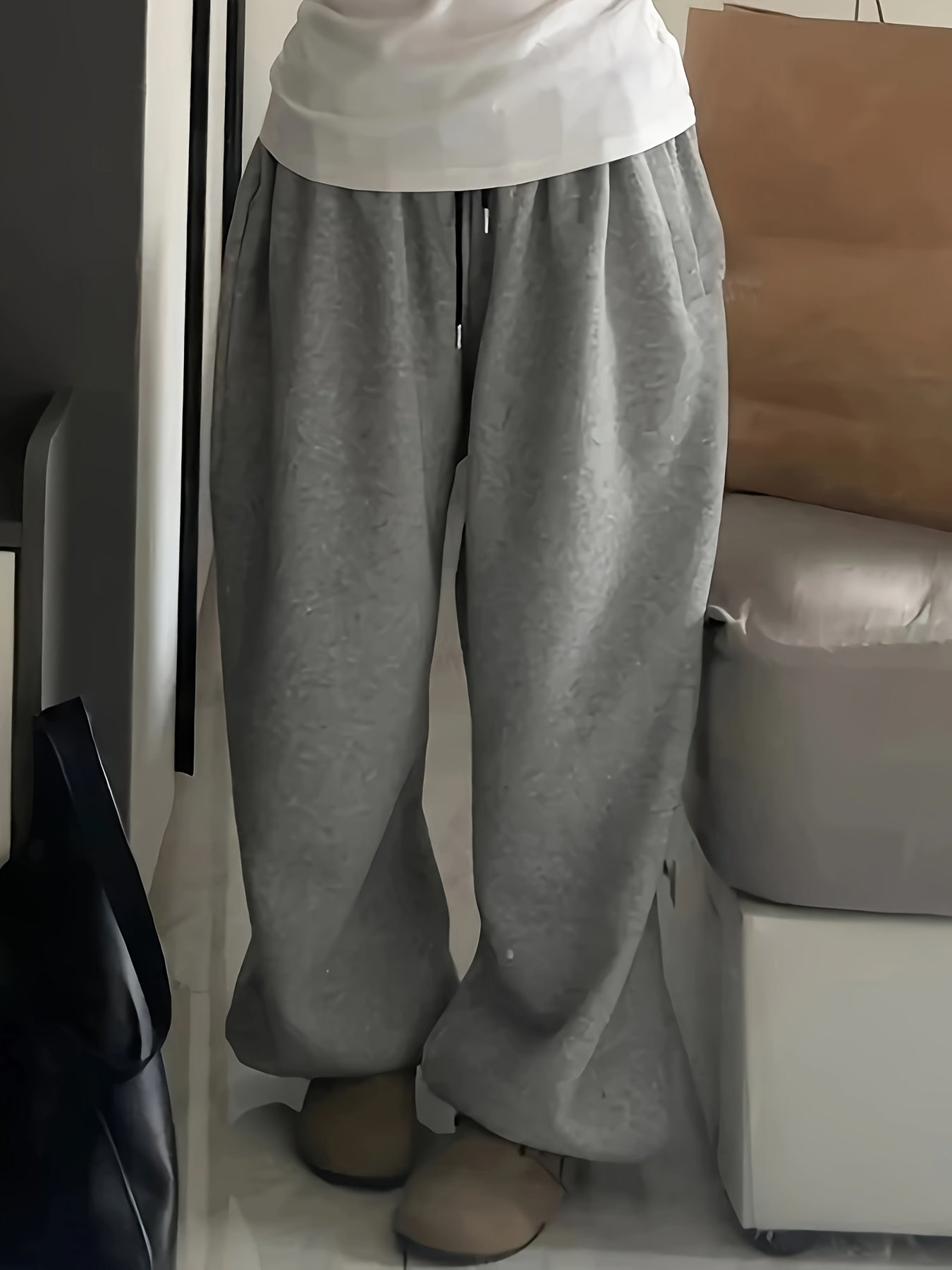 Pantalones jogger de color sólido para mujer con cintura ajustable para uso casual y en todas las estaciones