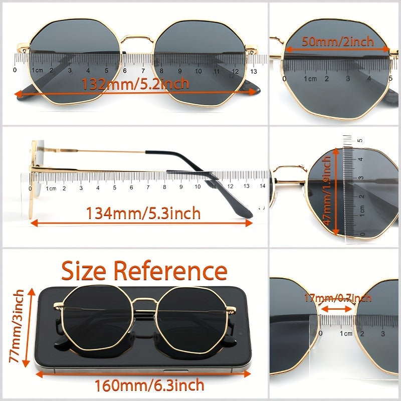 Ayollar va erkaklar uchun polygonal metall shisha to'plami, kundalik gradient dizayni, plyaj partiyasi aksessuarlari