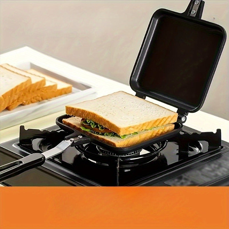 1 dona Olib tashlanadigan Sandwich Grill Pan Mold - Qattiqlashtirilmagan Alyuminiy Alloy Tuxum va Toast Tayyorlovchi, Olib tashlanadigan Griddle va Qopqoq bilan, Tez Nonushta Tayyorlash uchun