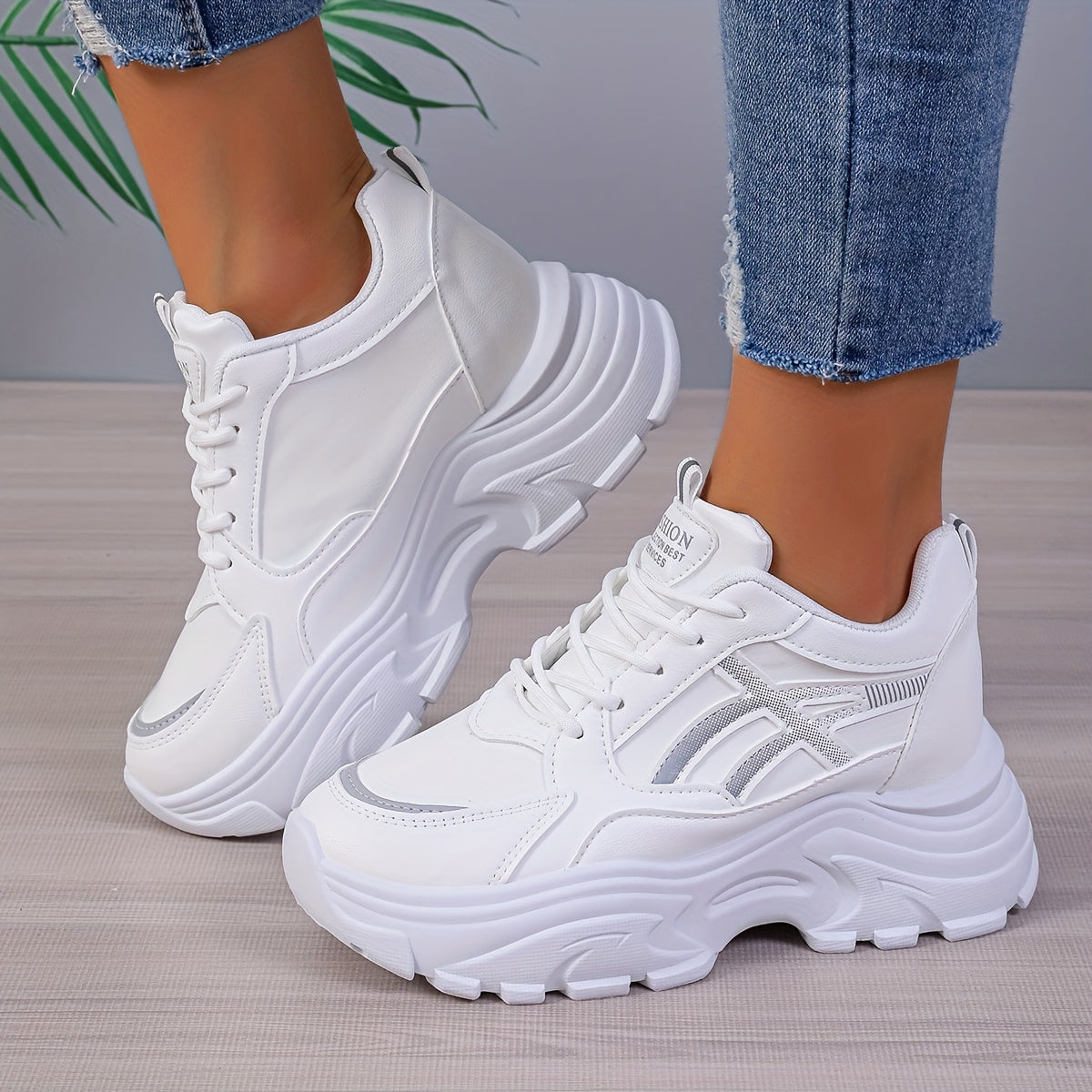 Women's Chunky Sneakers, Lace-Up Platform Casual Sports Shoes