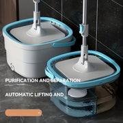 Quvvatli Sewage Separation Hands-free Wash Mop va Bucket Setini oling, 3 ta mop mato bilan to'liq. Bu Household Rotating Floor Mop charchagan va samarali tozalash uchun mukammal, Quruq va Ho'l ikki tomonlama dizayni bilan. Uy, oshxona va