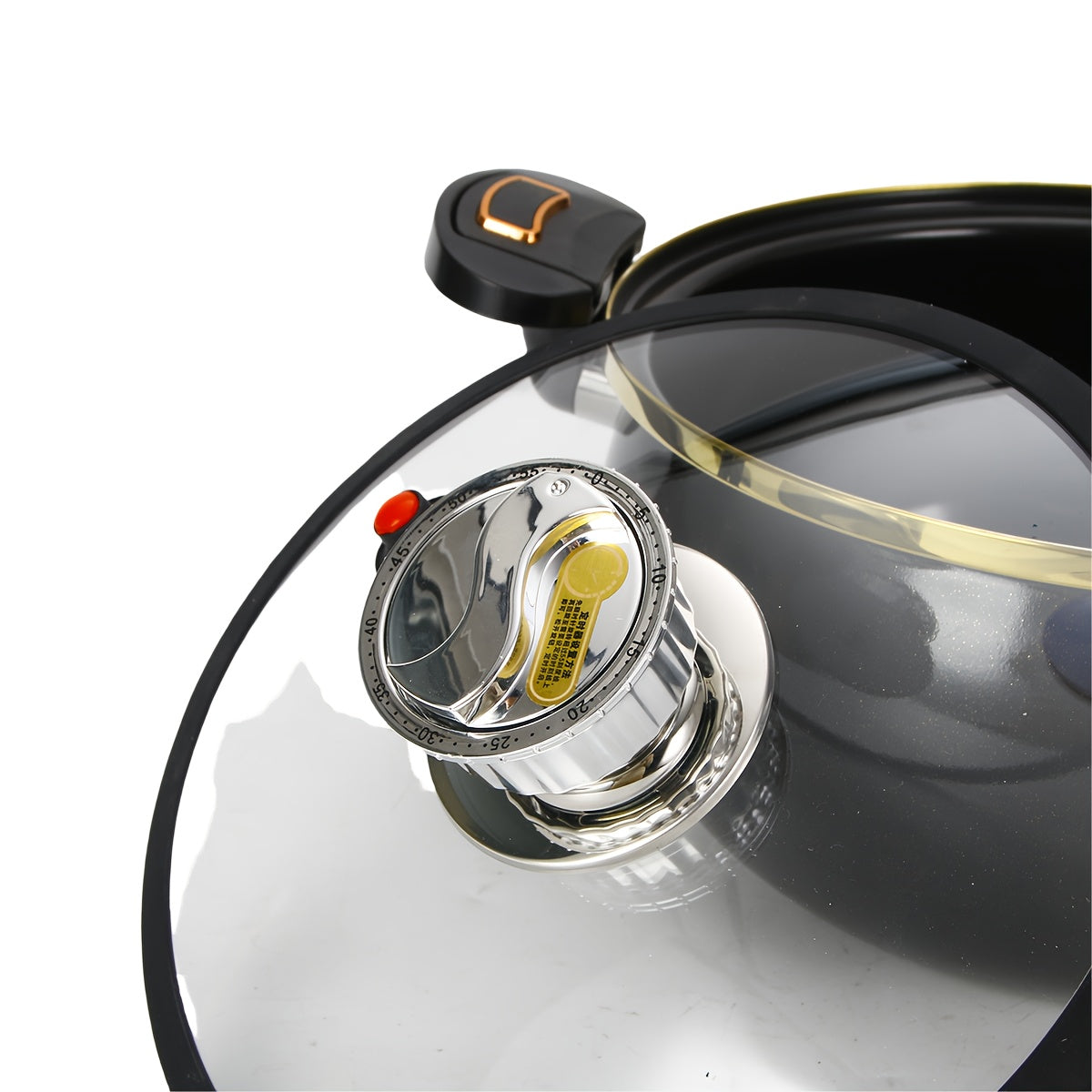 Enamel Pressure Cooker 236oz Black Red Golden Lid Automatic Timer Sealed Stovetop
