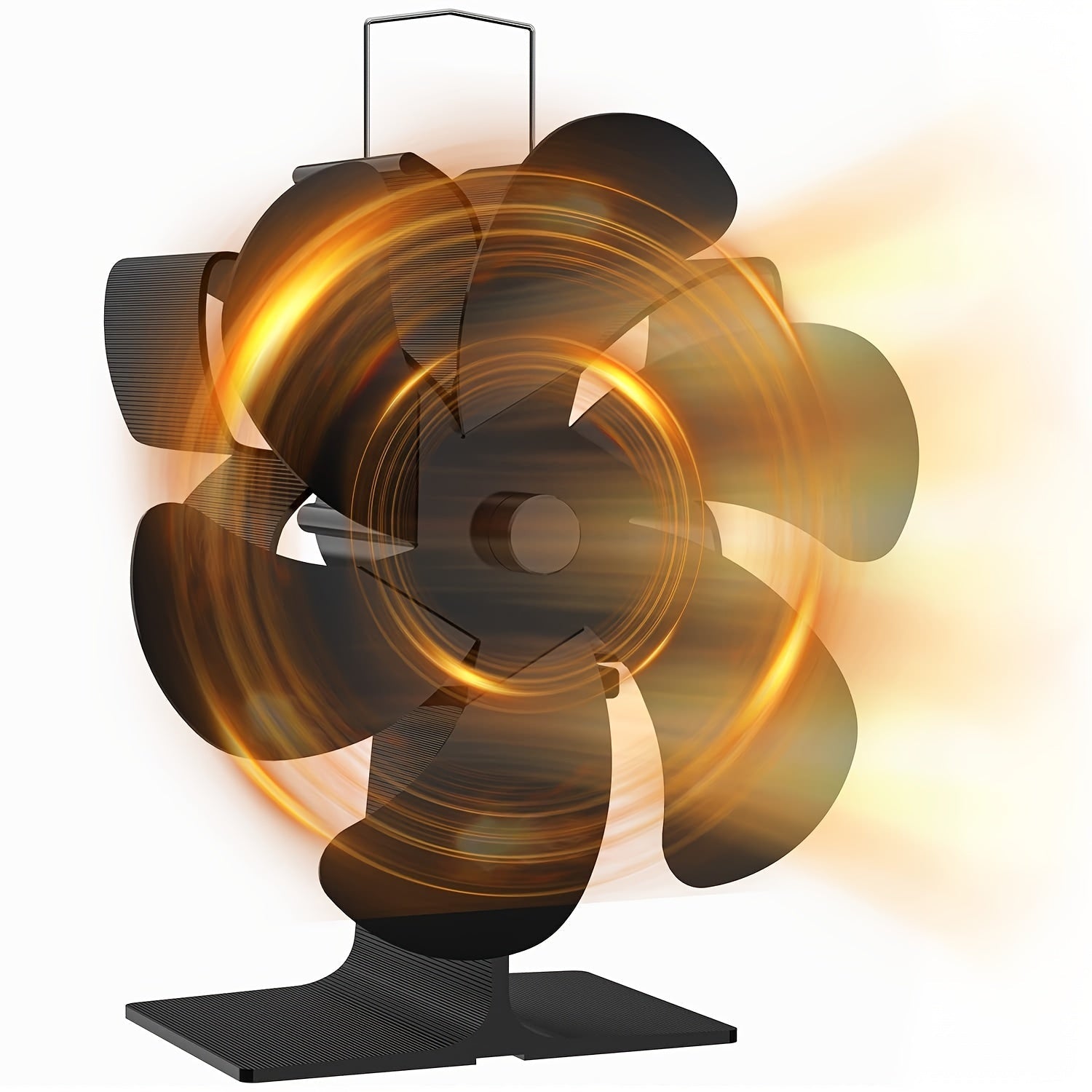 Алюминиевый 6-лопастной вентилятор для печей с термометром — портативный и работающий от тепла для дровяных печей, каминов и пеллетных печей