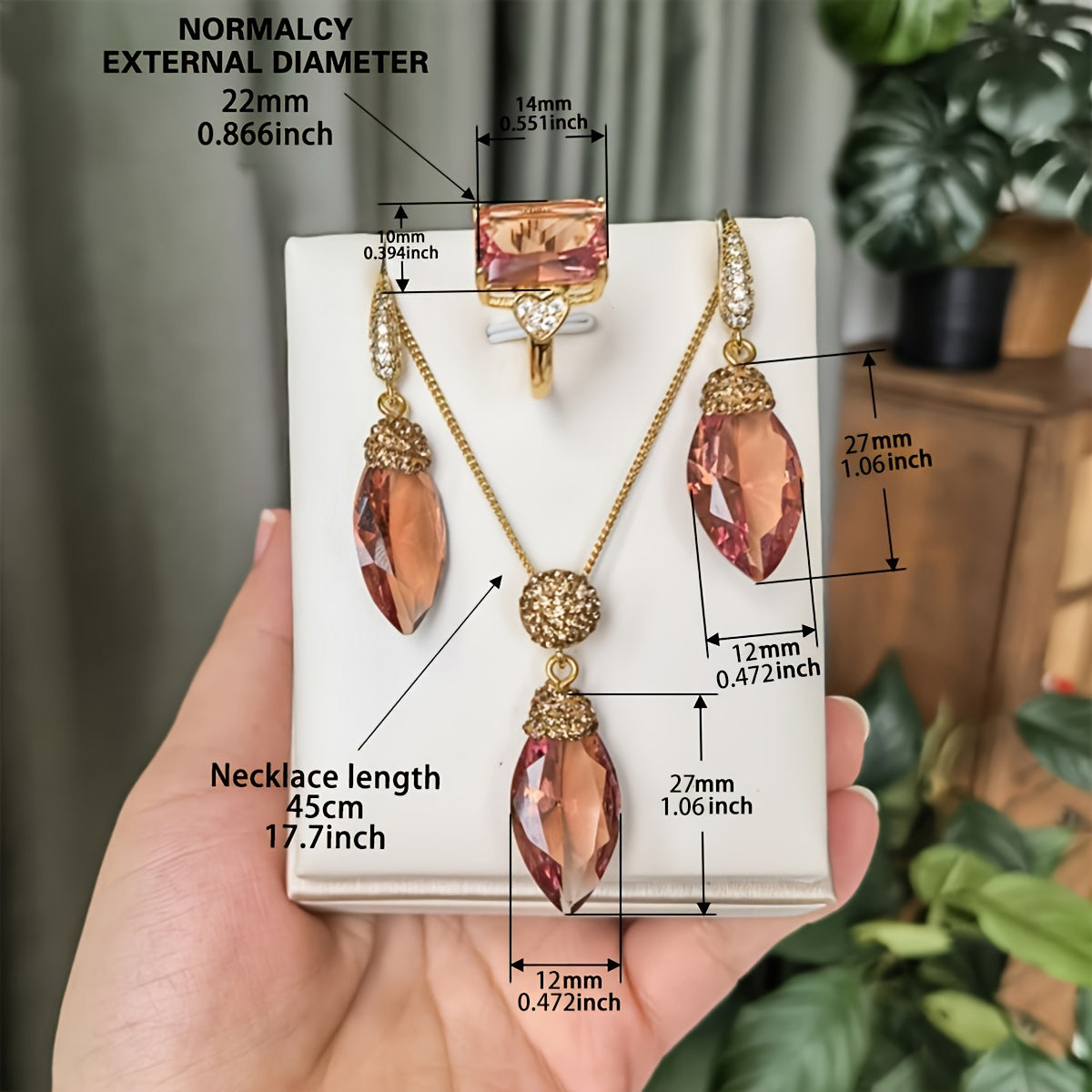 Elegant Sultanite Jewelry Set with Color-Changing Stone, Adjustable Marquise Ring Necklace Earrings