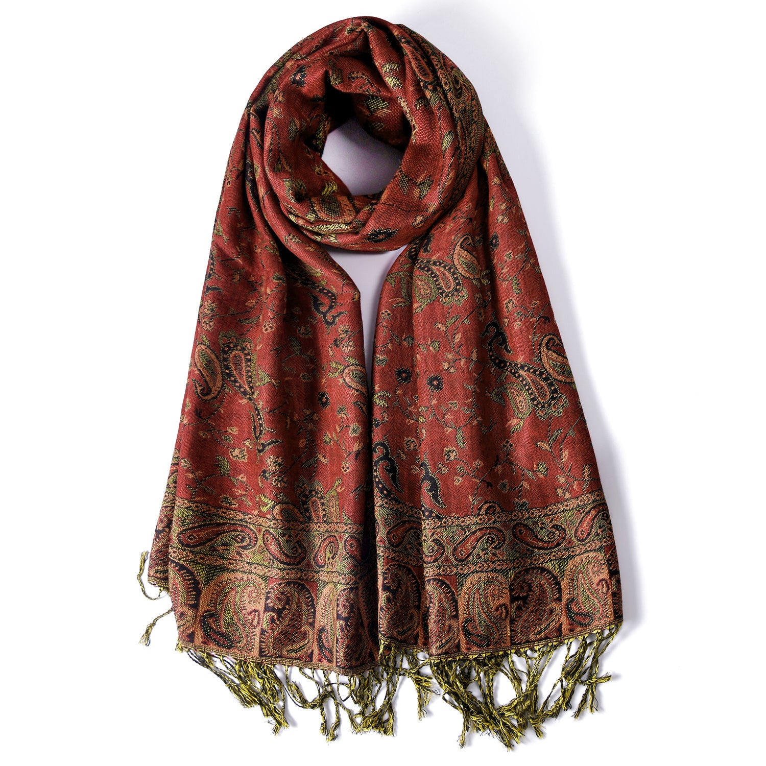 Women's Cashmere-Feel Scarf with Fringed Shawl Wraps Soft Warm and Breathable