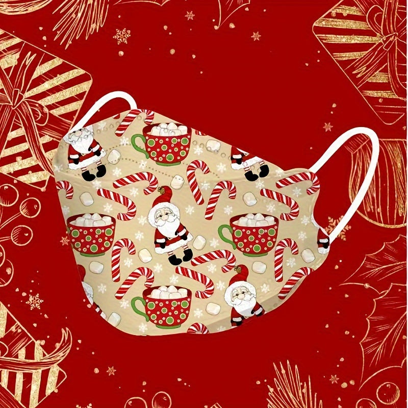 Set of 4 Christmas Face Masks Reusable Flexible Holiday Decorations for Outdoor and Vacation