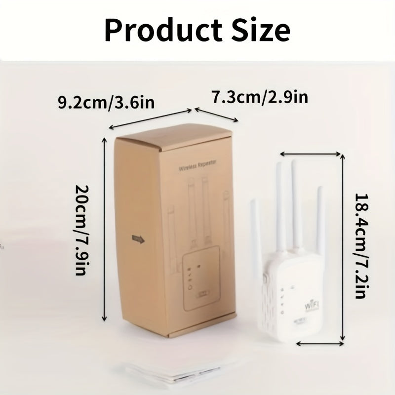 2.4GHz WiFi Range Extender with 4 Antennas Dual Mode Router European Plug High-Speed Signal Amplifier
