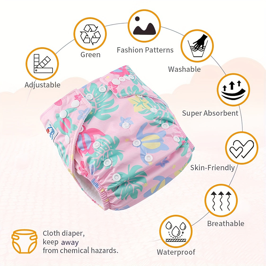 Baby Cloth Diapers Microfleece Reusable with Snap Closure for Newborn to Toddler