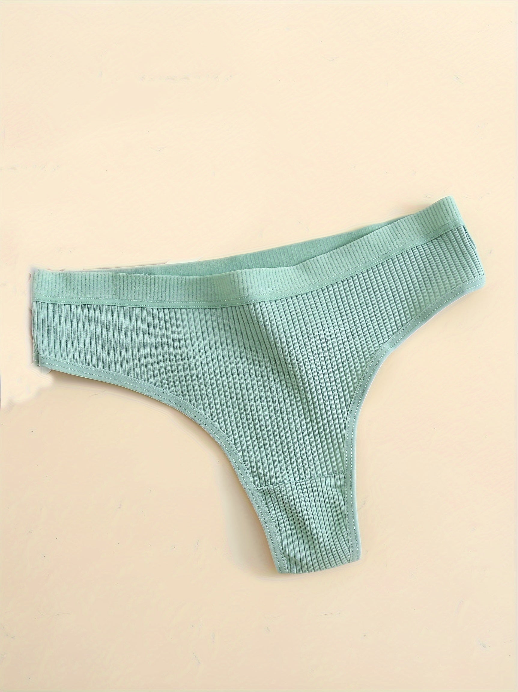 Women's Seamless Cotton Thongs 6-Pack Low Waist V-String Solid Color