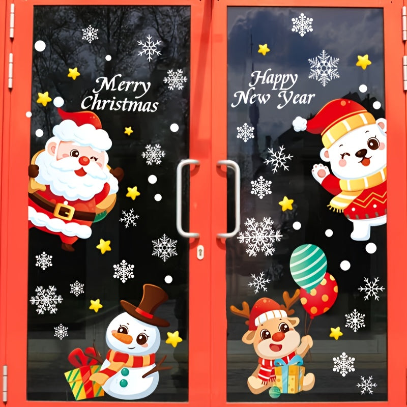 137 Christmas Snowflake Window Clings PVC Static Stickers for Glass Winter Decor