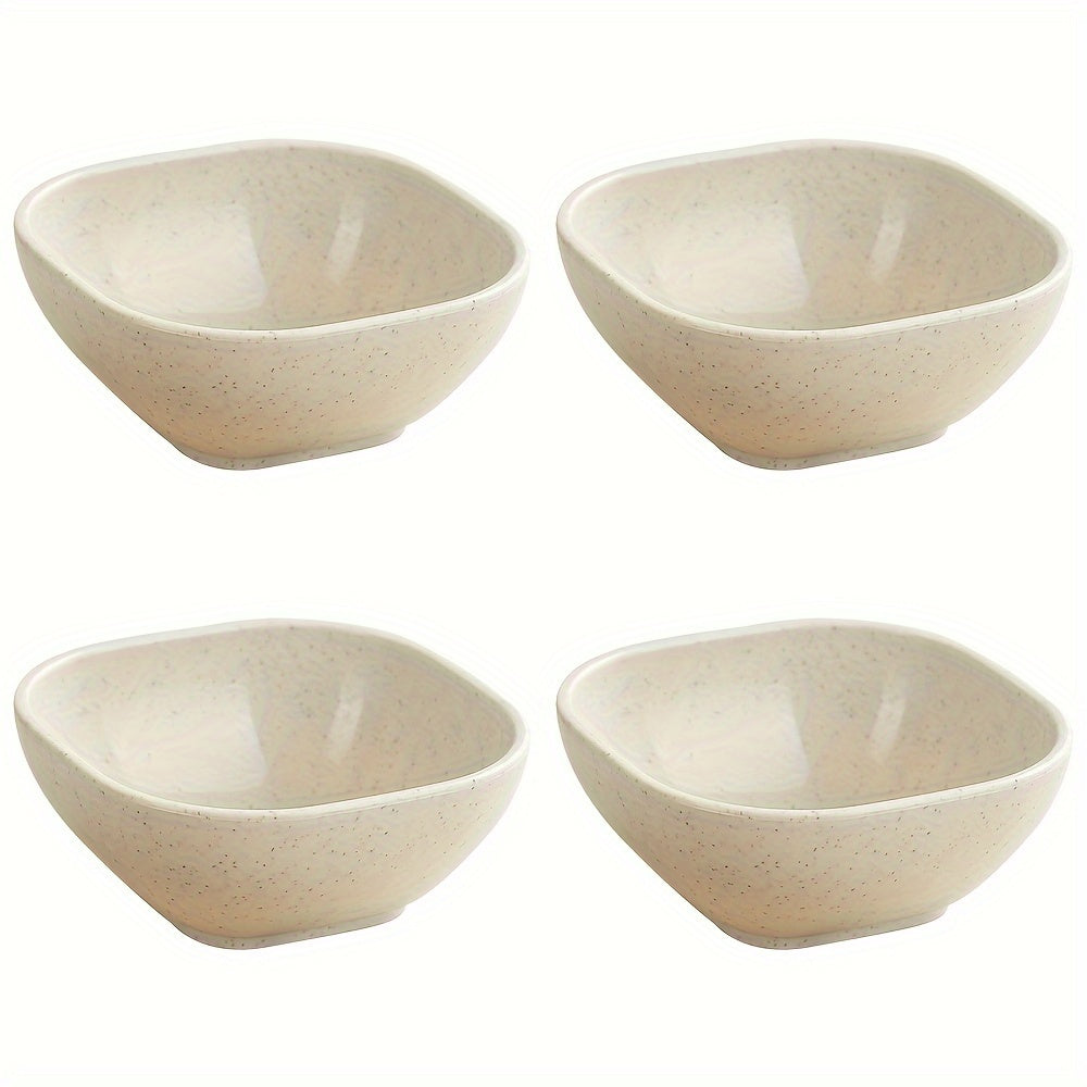 Set of 4 Colorful Wheat Straw Square Sauce Dishes for Jam Vinegar and Seasonings
