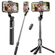Turli xil smartfonlar uchun simsiz masofadan boshqarish pultiga ega bo'lgan cho'ziladigan selfie tayoqchasi tripod