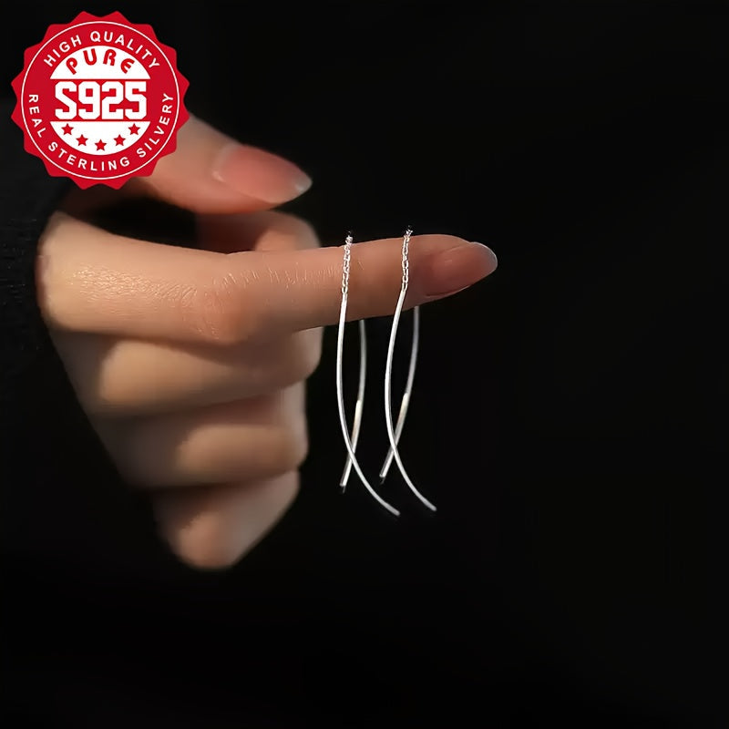 Women's Silver Earrings Simple Line Hypoallergenic Elegant Gift for Women