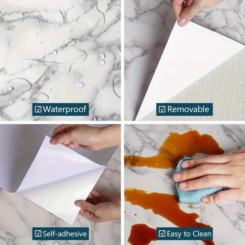 Marble Pattern Wall and Countertop Stickers Waterproof Heat Oil Resistant Self-Adhesive