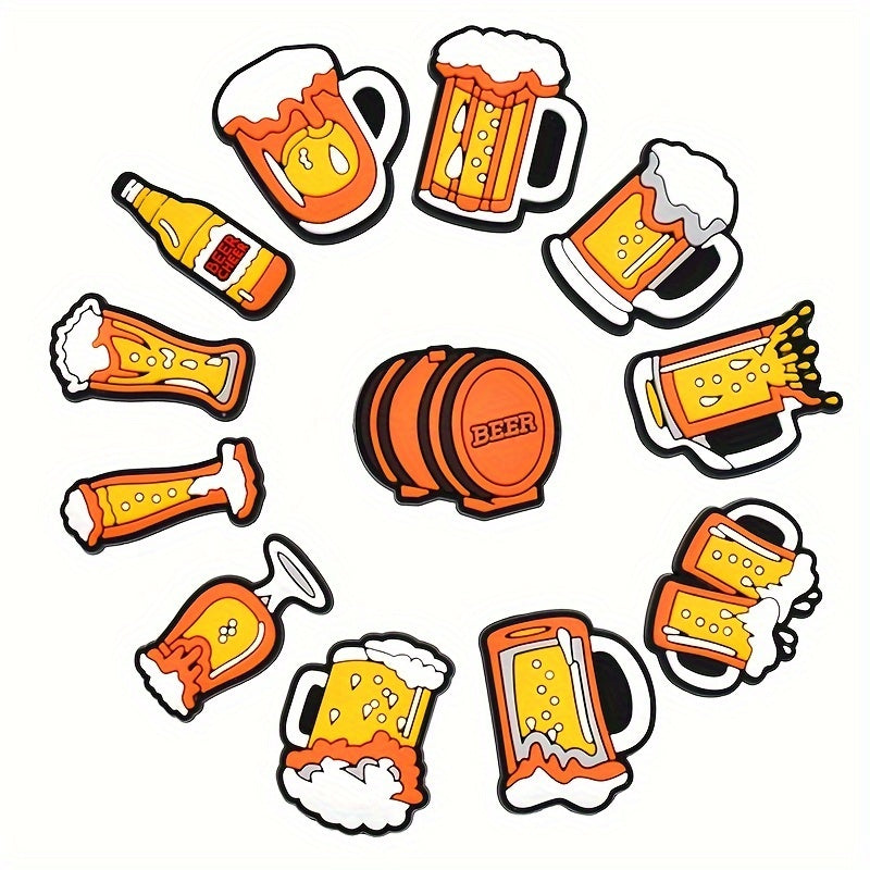 12 Pcs PVC Beer Shoe Charms Wholesale Garden Sandal Shoe Decorations