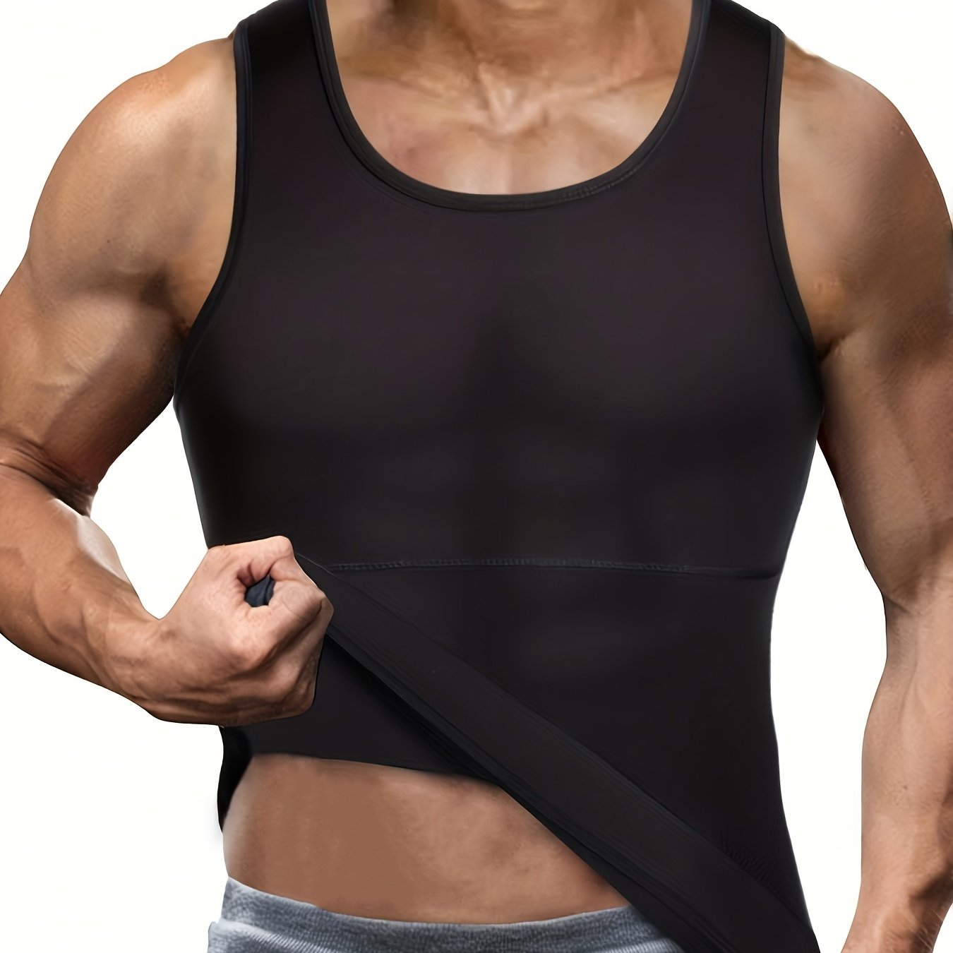 Men's Compression Sweat Vest Slimming Workout Body Shaper Tank Top Nylon Spandex