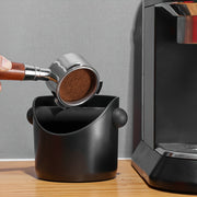 Black Non-Slip Coffee Tamping Box with Removable Strike Rod and Dust Bin