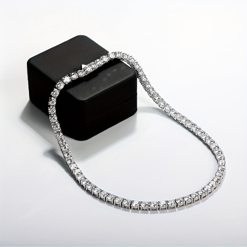 Sterling Silver Moissanite Tennis Necklace 6.5mm Mixed Row 18 20 22 Inches