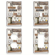 Cubierta decorativa rústica con flores para interruptores y enchufes