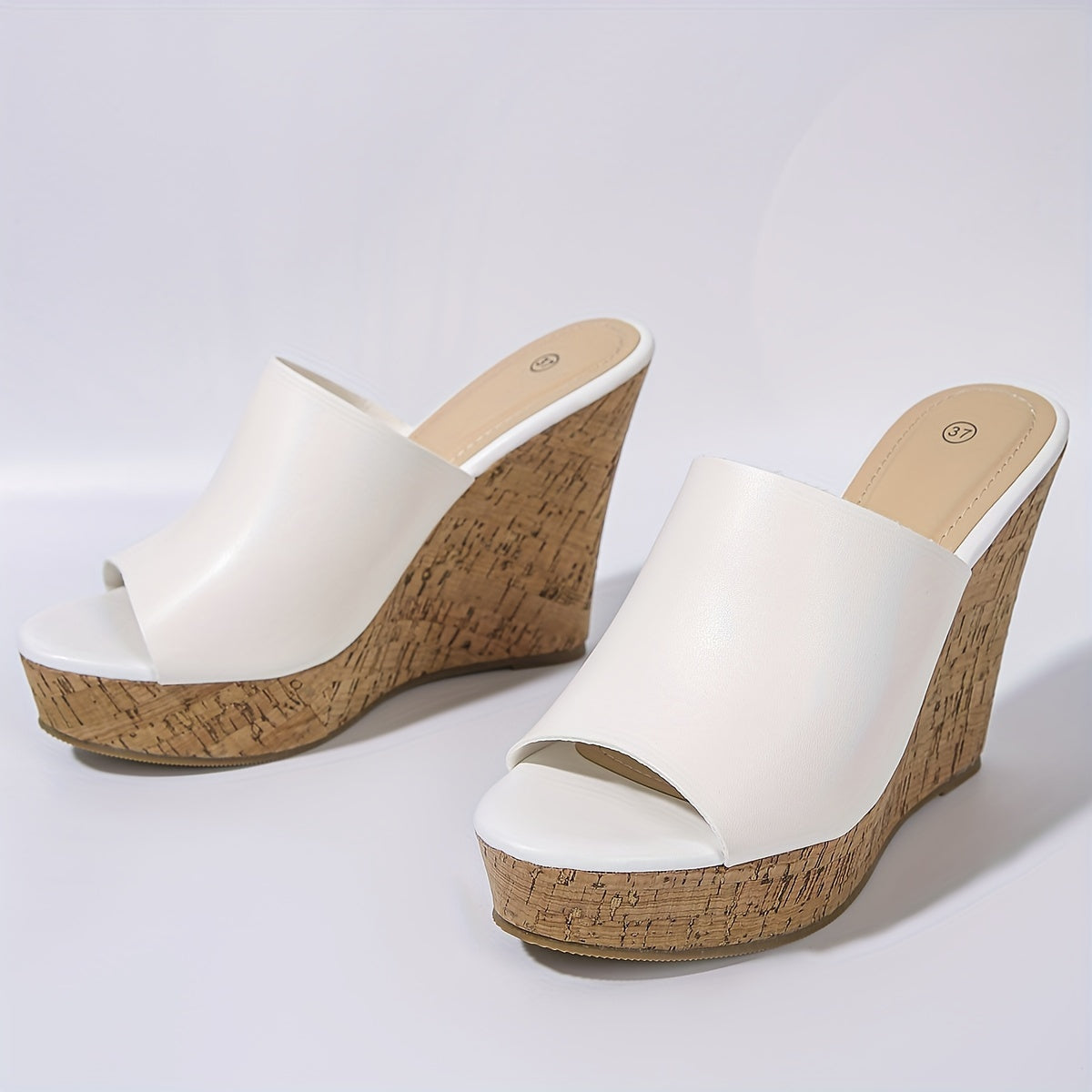 Women's Wedge Sandals Open Toe Slip-On Summer Platform Peep Toe Strappy