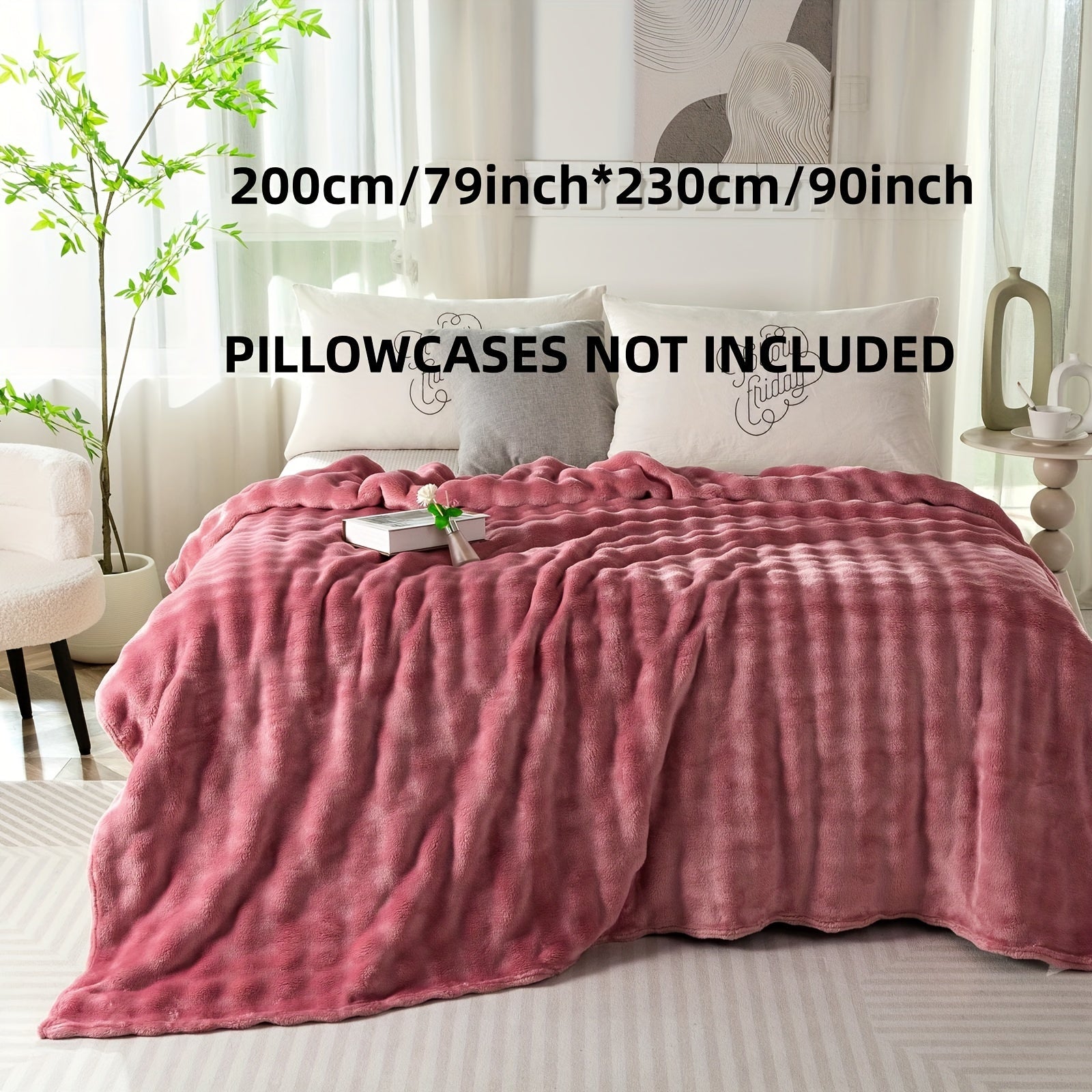 Hypoallergenic Polyester Bed Blanket Faux Rabbit Fur Plush Throw for Bedroom Sofa Travel