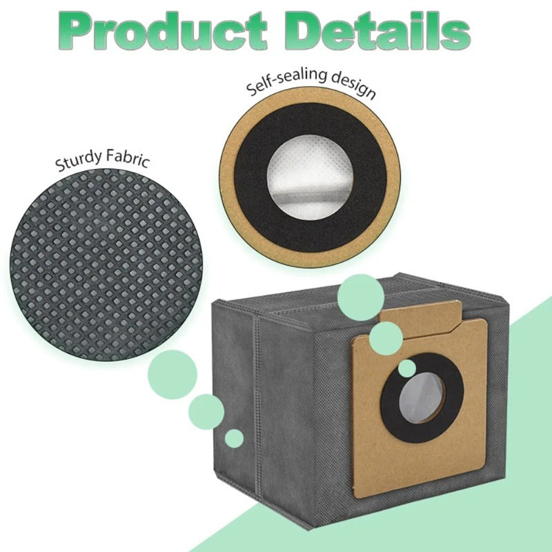 Eufy Clean X8 Pro / X10 Pro Omni Robot Tozalash O'z-o'zidan Bo'shatish Stansiyasi bilan ishlash uchun mo'ljallangan 10 ta Chang Sumkasi, chiqindilarni yig'ish uchun katta sig'imga ega.