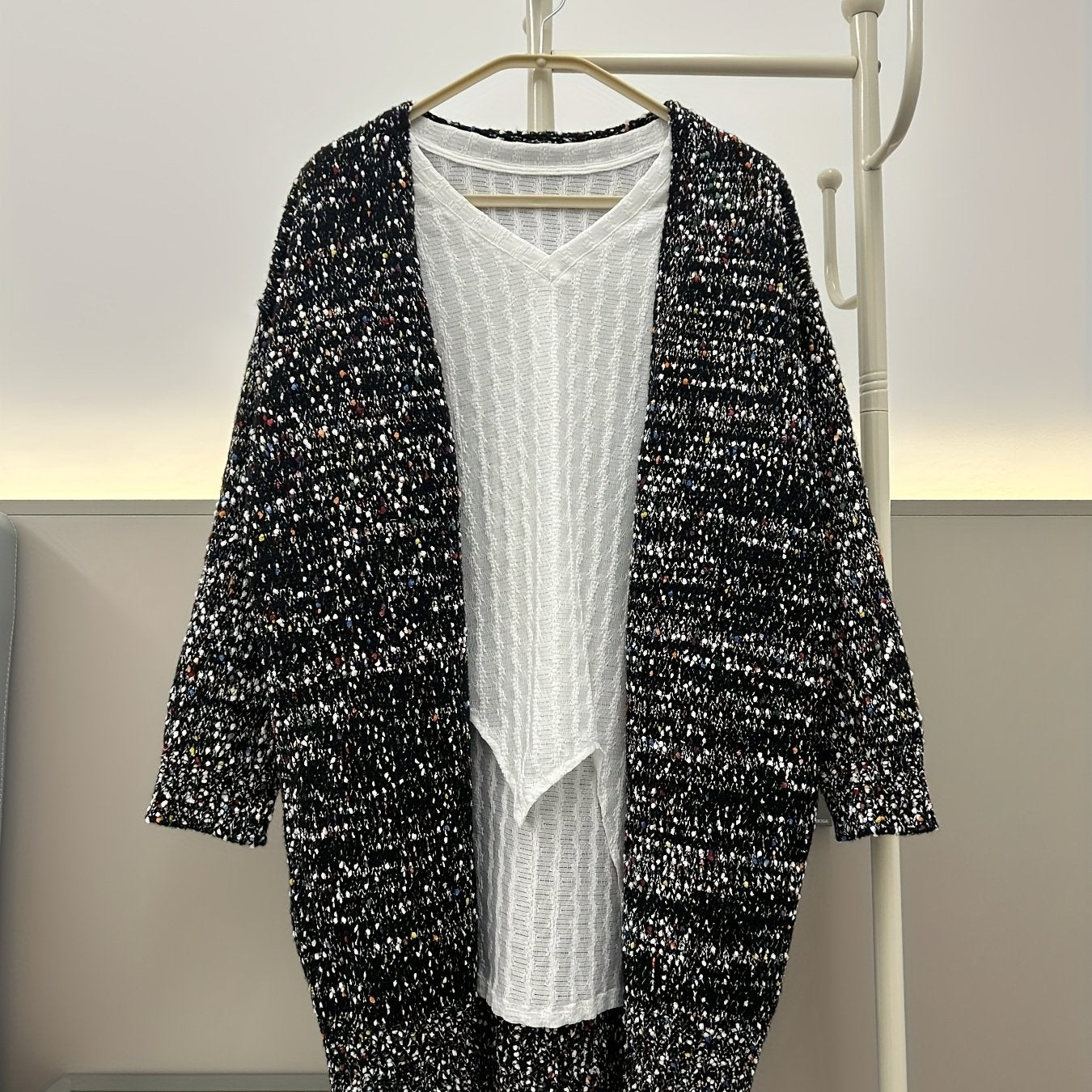 Plus Size Women's Warm Open Front Halter Neck Cardigan Sweater