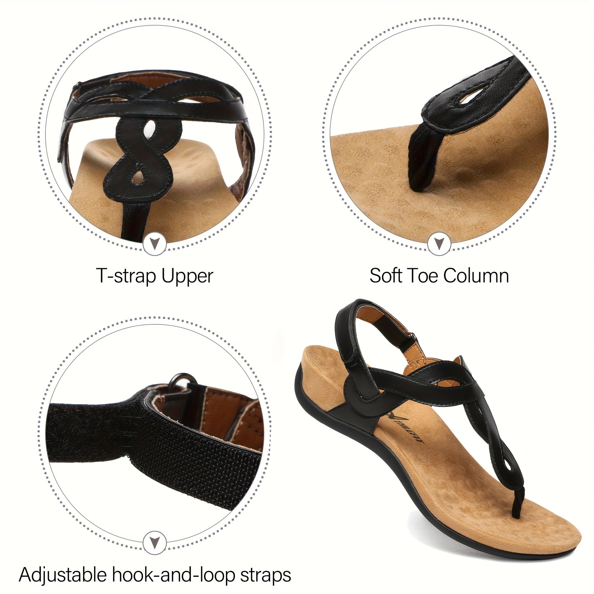Women's Orthopedic Arch Support Flat Sandals T-Strap Casual