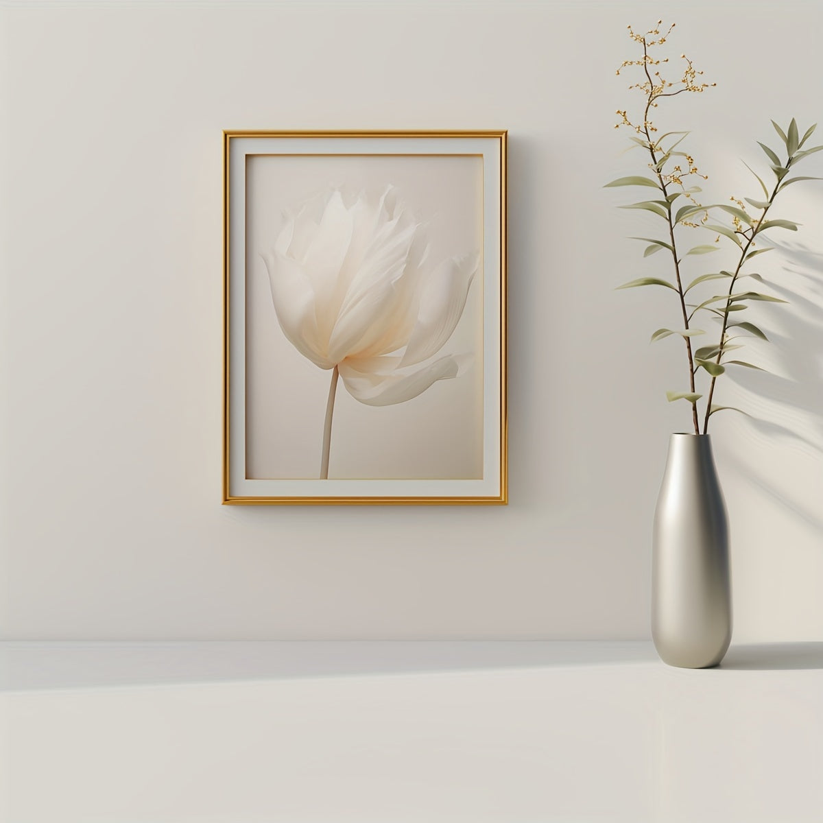 Set of 3 White Peony Flower Wall Art Prints Canvas Modern Minimalist Neutral Decor