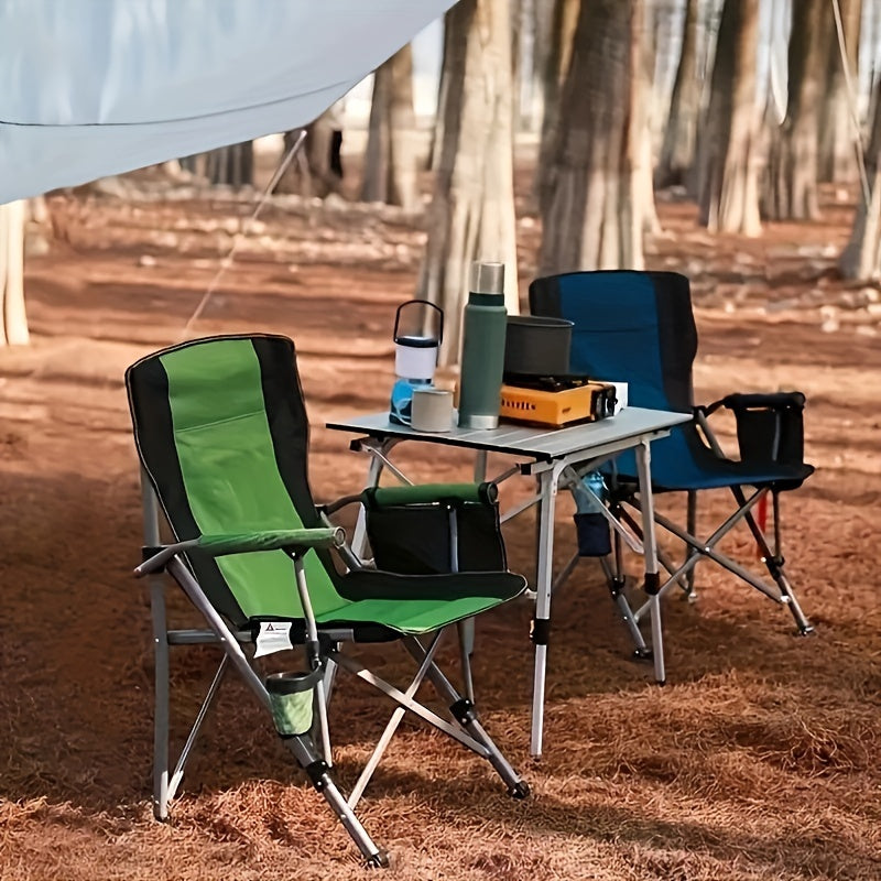 Large Outdoor Folding Chair with Storage Bag and Cup Holder for Camping Picnics and Fishing