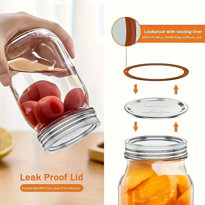 20 Pieces Can Lid Set for Regular and Wide Mouth Mason Jars with Silicone Sealing Rings