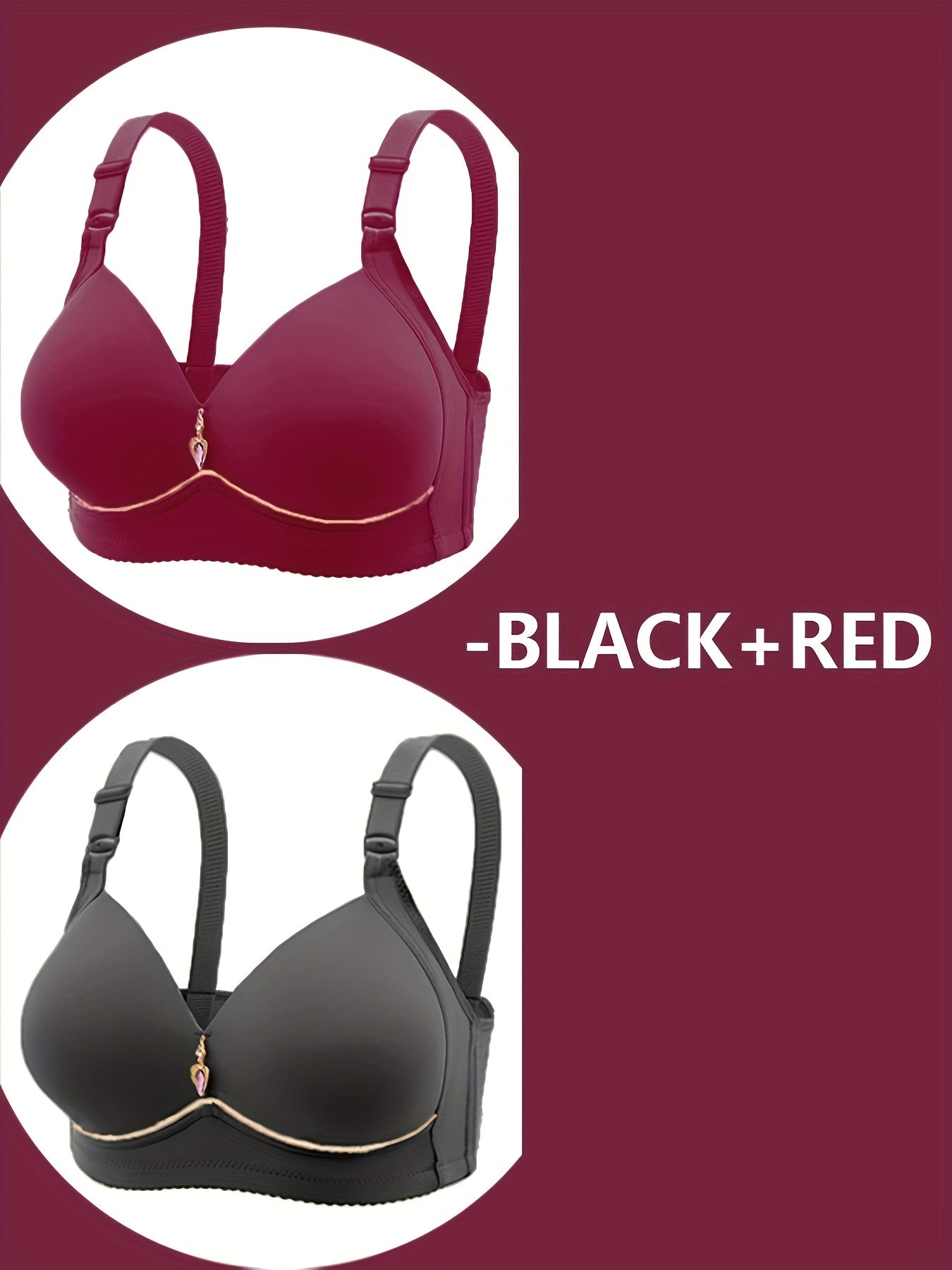 Women's Maternity Push-Up Bras Set of Two Adjustable Straps Rhinestone Front Zipper All-Season Polyester Elastane