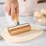 Wooden Rolling Pin with Stainless Steel T-Shaped Dough Roller for Baking and Dumpling Wrappers