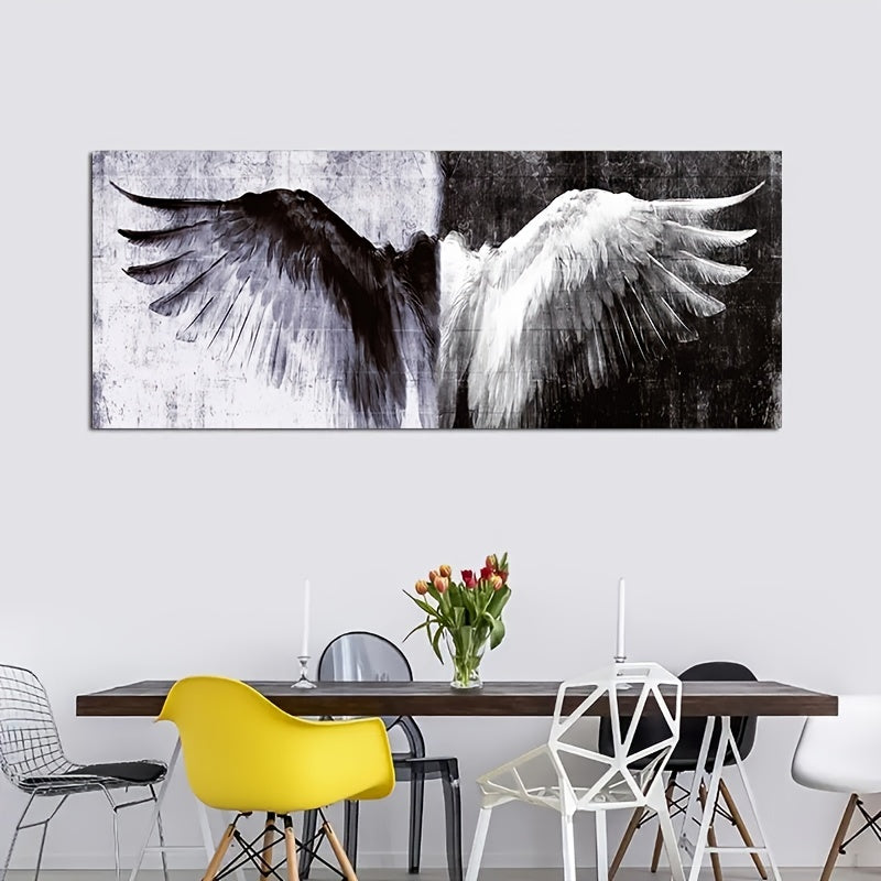 Black and White Angel Wings Canvas Wall Art Frameless Home Office Decor