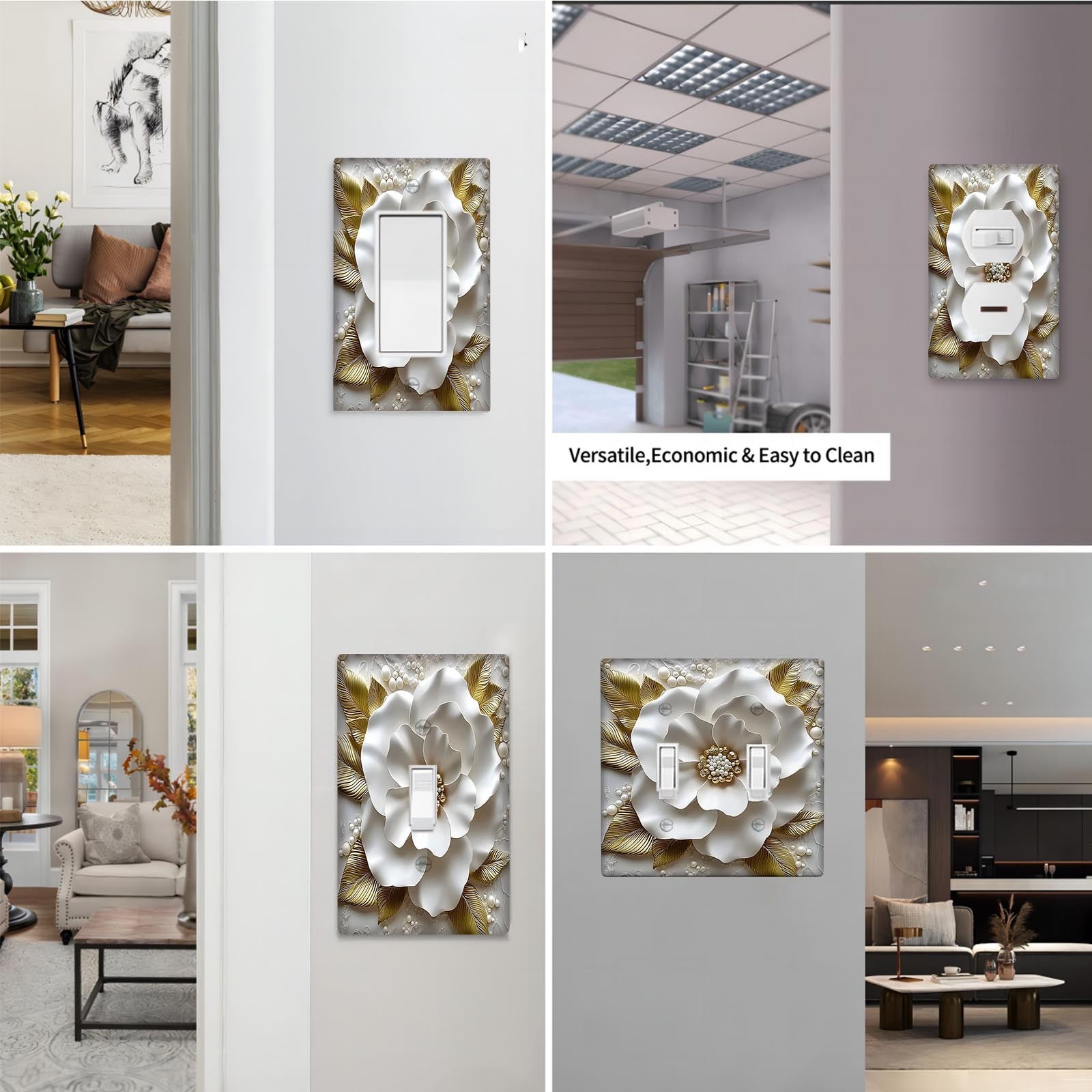 3D Flower Light Switch Cover for Teen Rooms Bedrooms Bathrooms and Game Rooms Easy Installation
