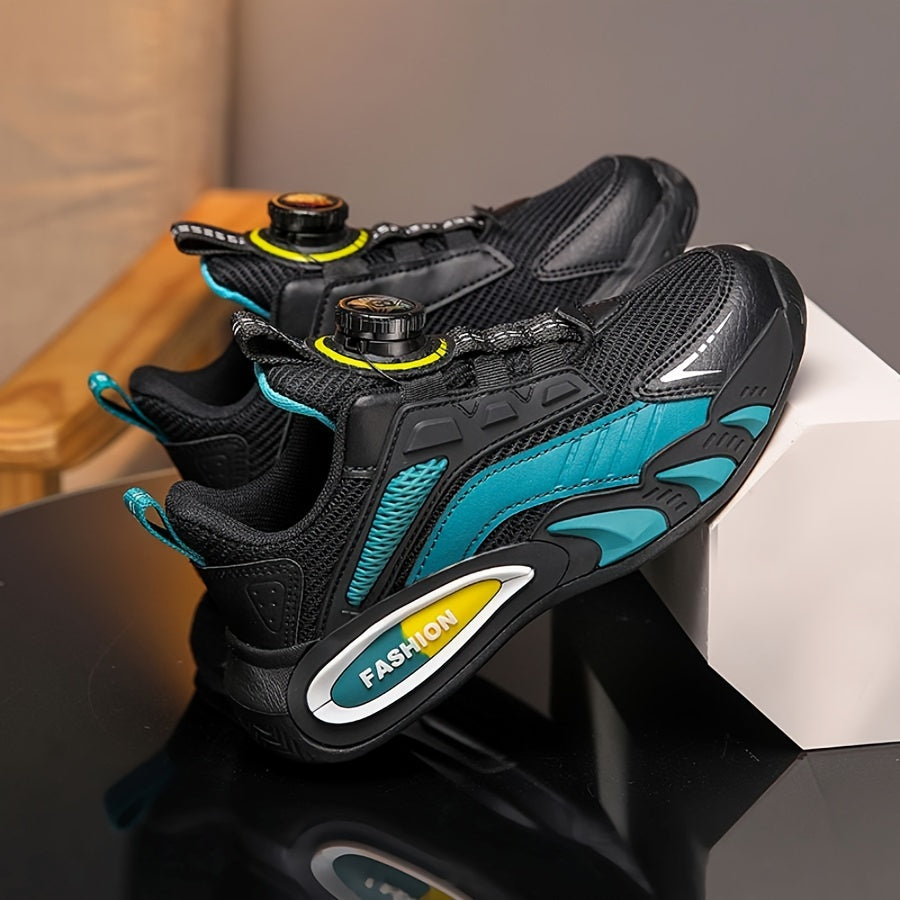 Boys Breathable Mesh Sneakers All-Season Low Top with Rotating Buckle Closure