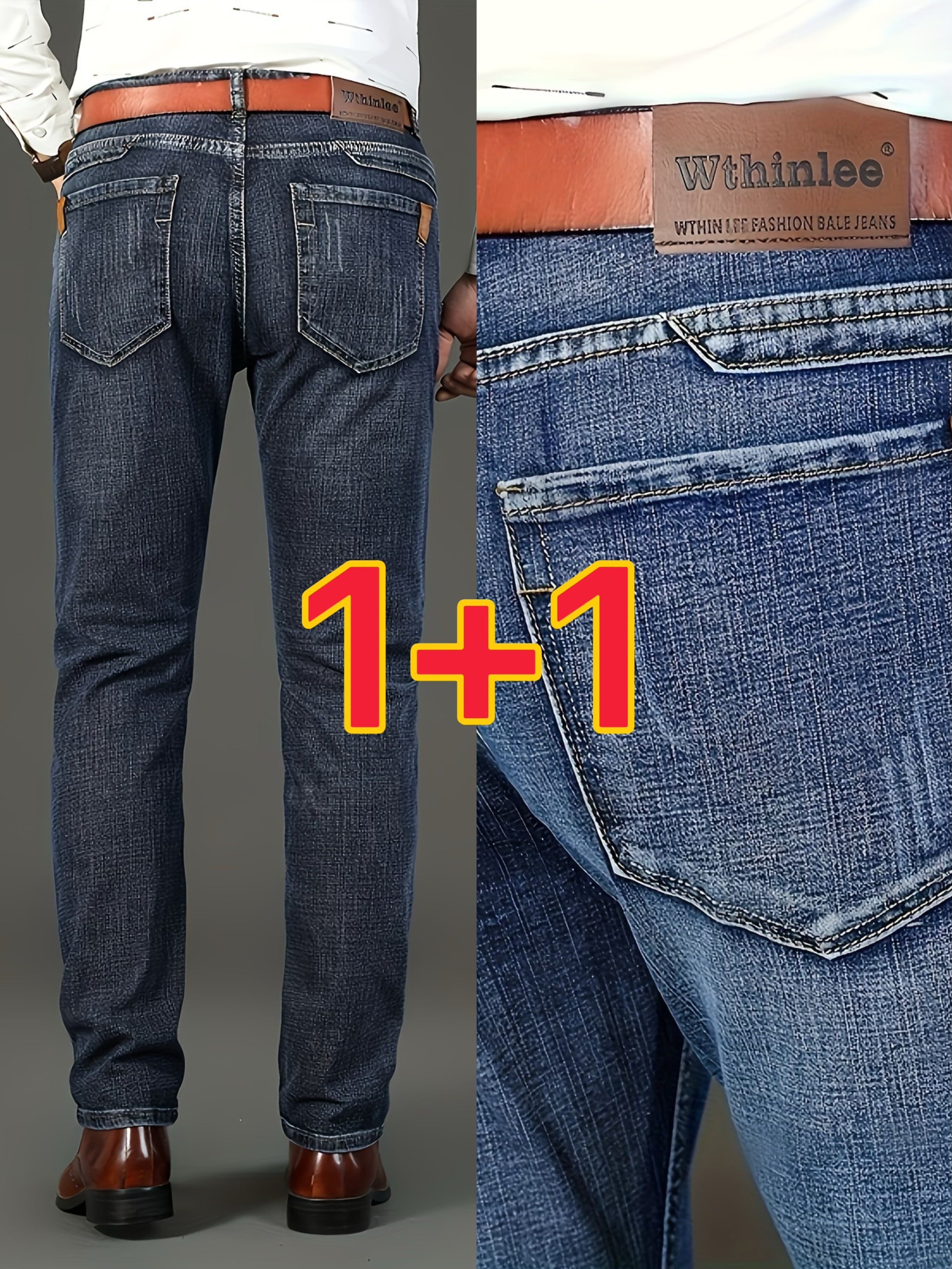 Conjunto de 2 pantalones vaqueros para hombre, ajuste regular, color sólido, ropa casual para exteriores
