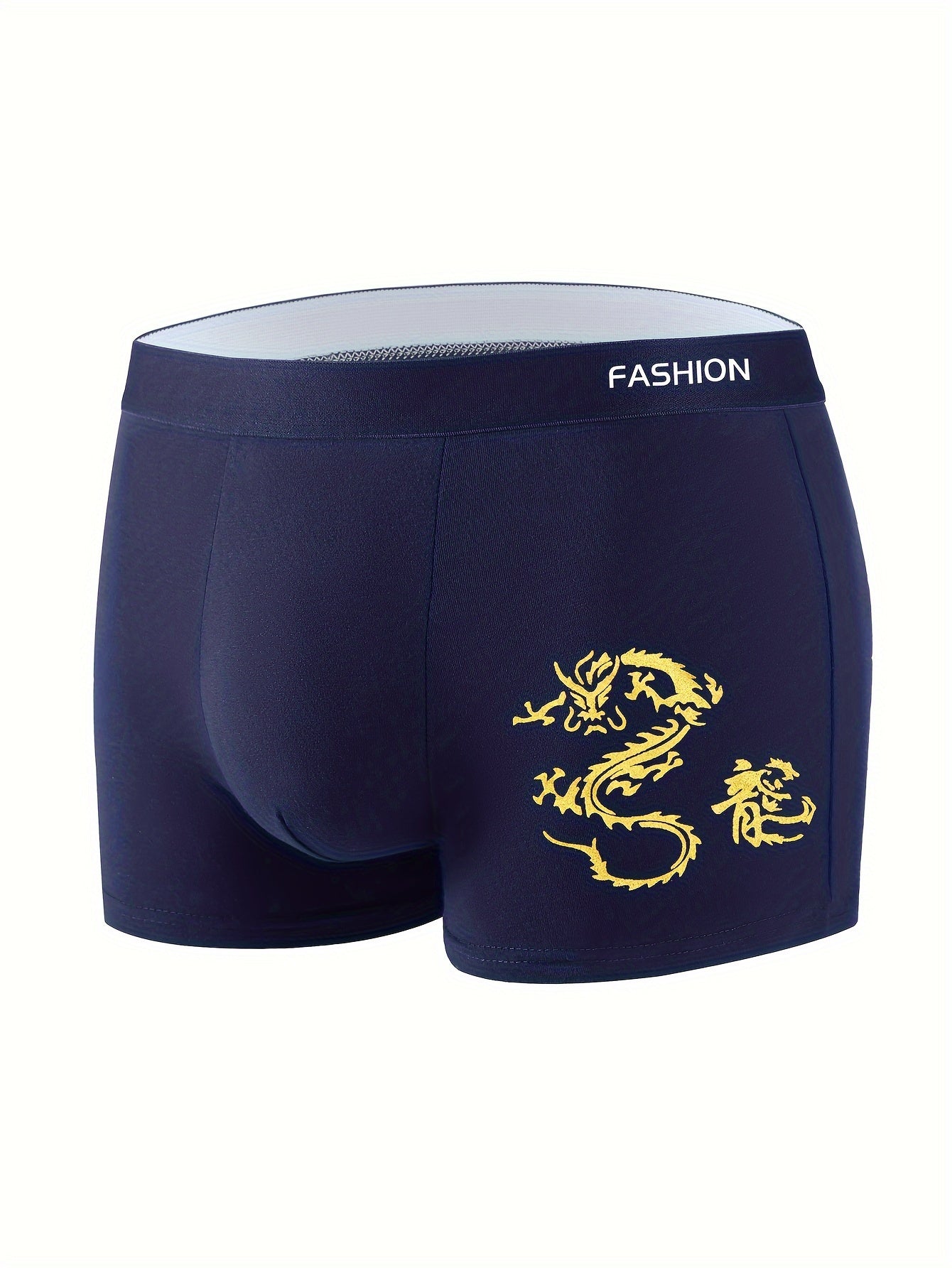 Men's Dragon Print Boxer Briefs Breathable Polyester Spandex Casual Underwear