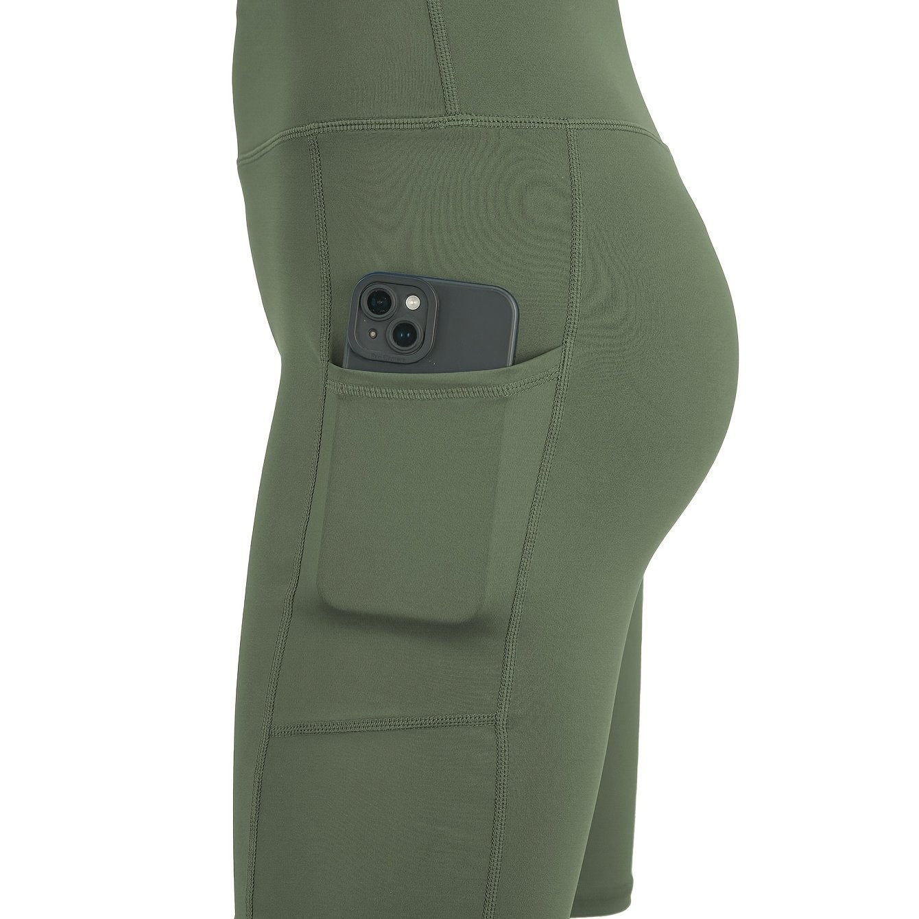 Women's High-Waisted Stretchy Fitness Shorts with Pockets Plus Size Workout Yoga Running