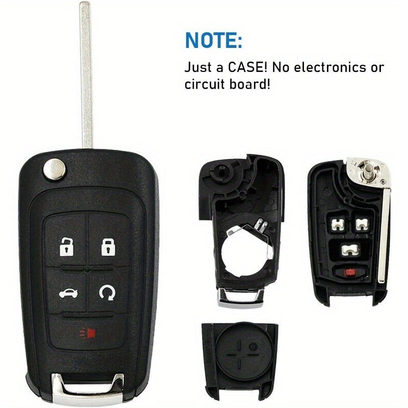 Car Key Shell Replacement ABS 5-Button Flip Key Durable and Easy to Install