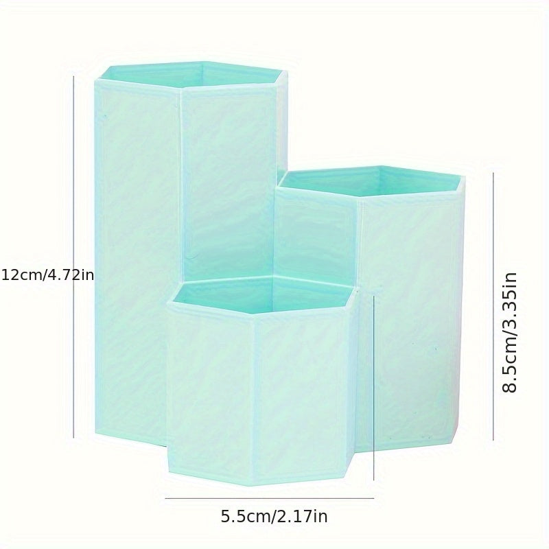 Soporte de lápices 3 en 1 de plástico con divisores ajustables para almacenamiento de suministros de oficina Diseño de caramelos coloridos