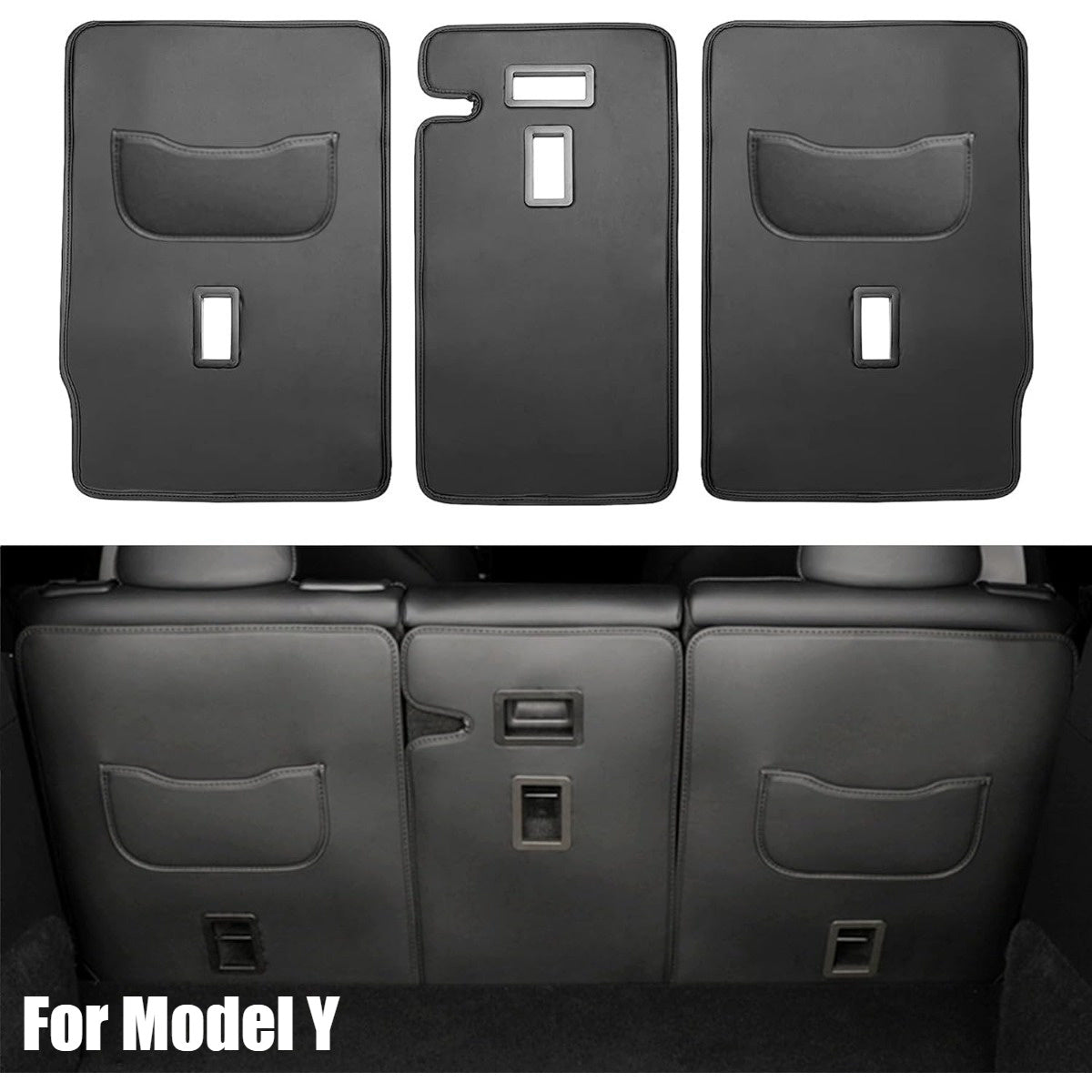 Black PU Leather Rear Seat Backrest Protector for Cars Dustproof and Stylish