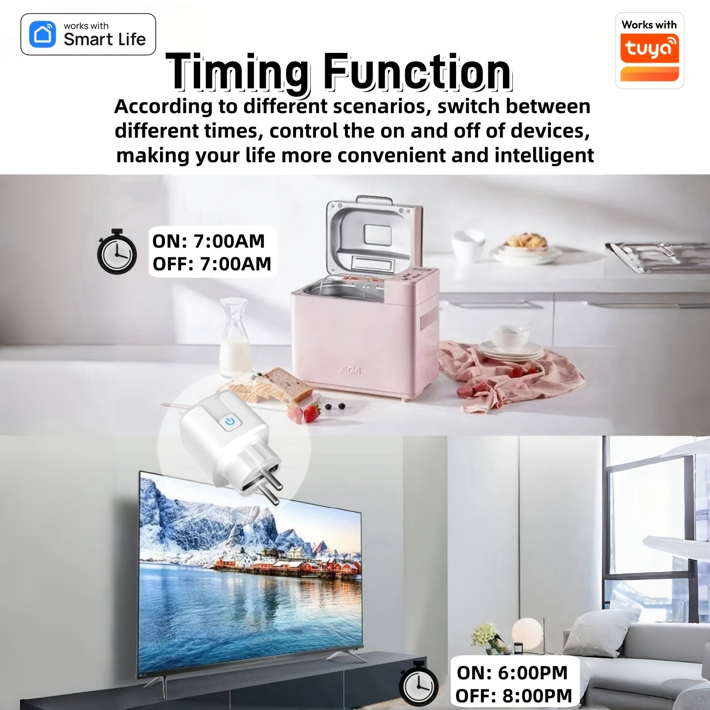 16A WiFi Smart Plug with Power Meter Voice and App Control for European Outlets