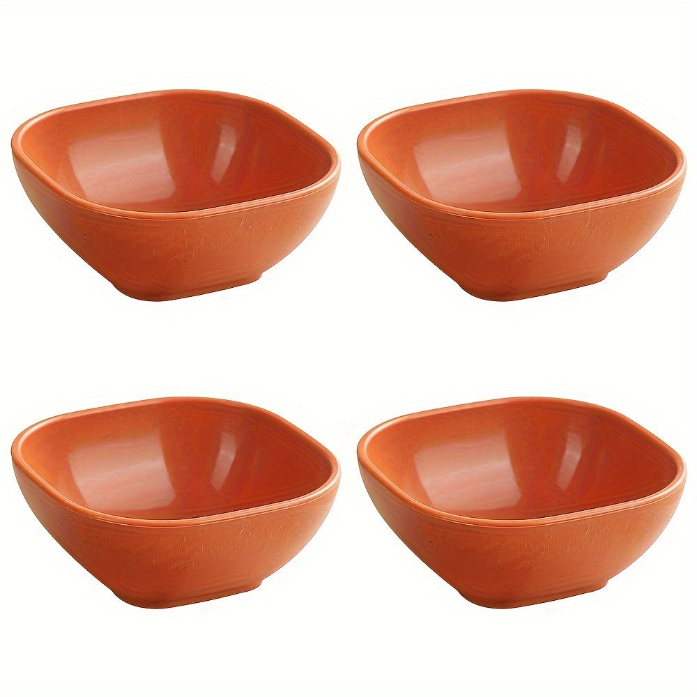 Set of 4 Colorful Wheat Straw Square Sauce Dishes for Jam Vinegar and Seasonings