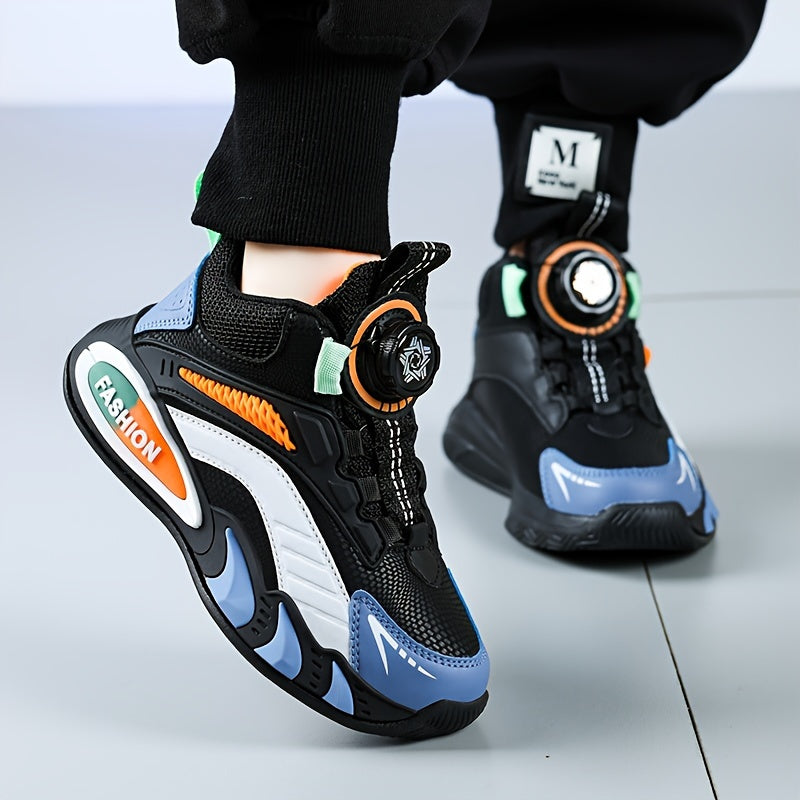 Rangli blokli basketbol poyabzallari, aylanuvchi qistirma, ichki/tashqi mashg'ulotlar uchun nafas oladigan, sirpanmaydigan dizayn.